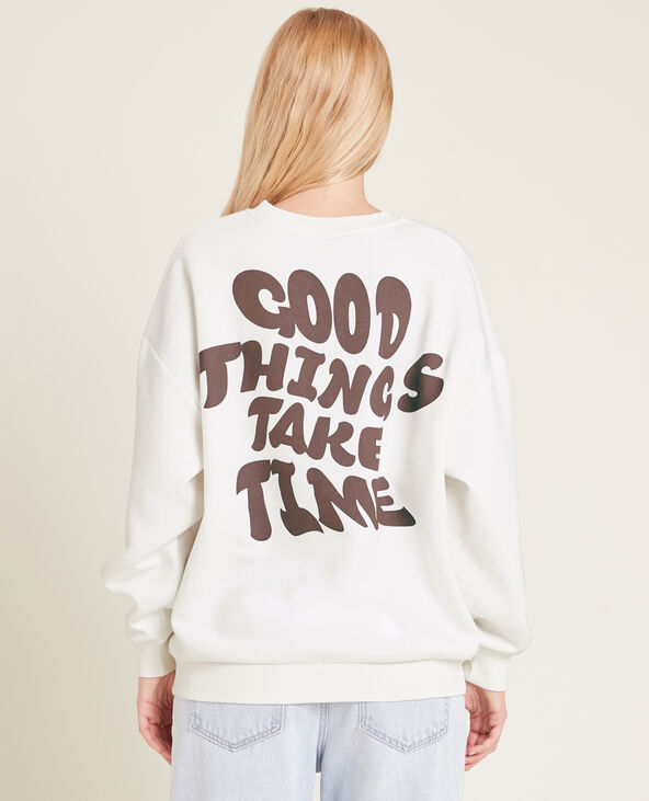 Sweat oversize col rond blanc - Pimkie
