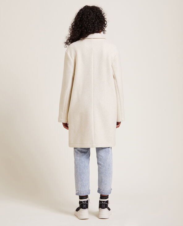 Manteau mi-long avec ceinture blanc - Pimkie