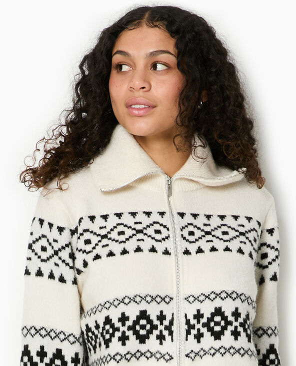 Gilet zippé motif jacquard blanc - Pimkie
