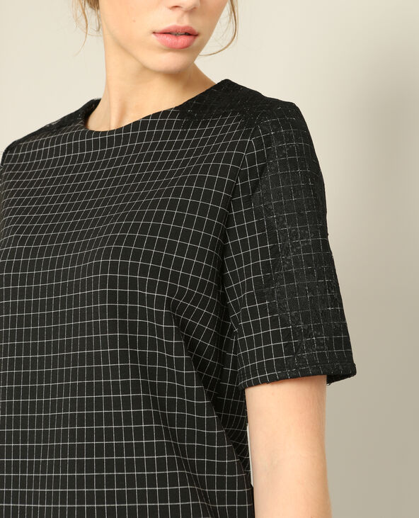 T-shirt à carreaux noir - Pimkie