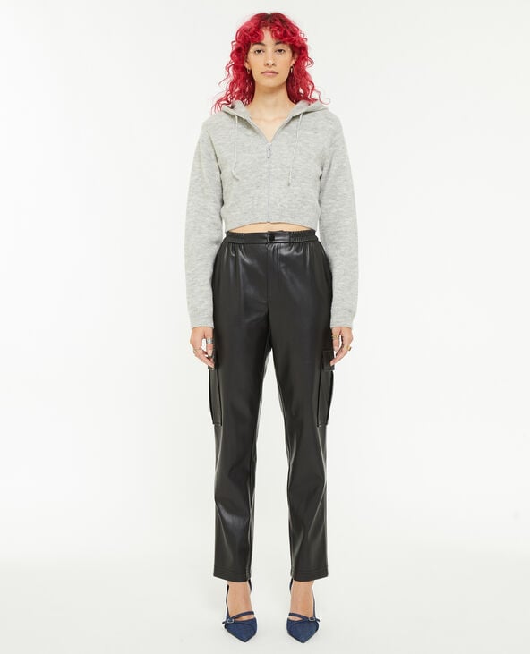 Pantalon cargo en simili cuir noir - Pimkie
