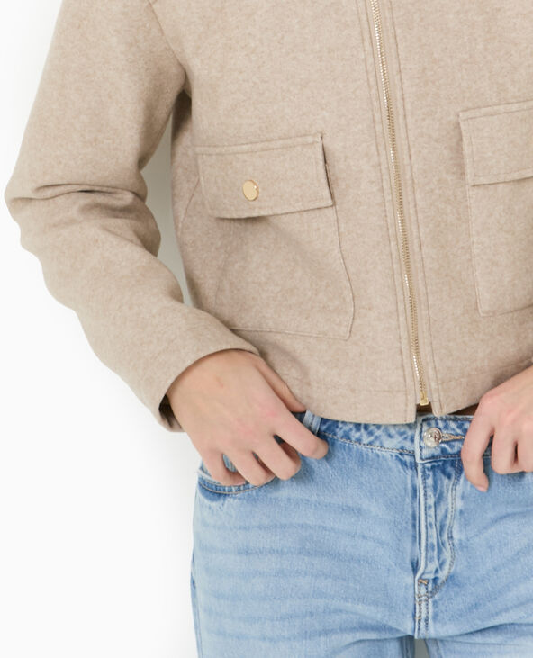 Manteau court effet drap de laine marron - Pimkie