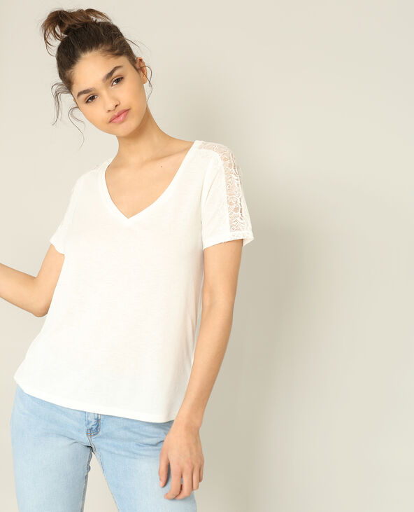 T shirt dentelle blanc top