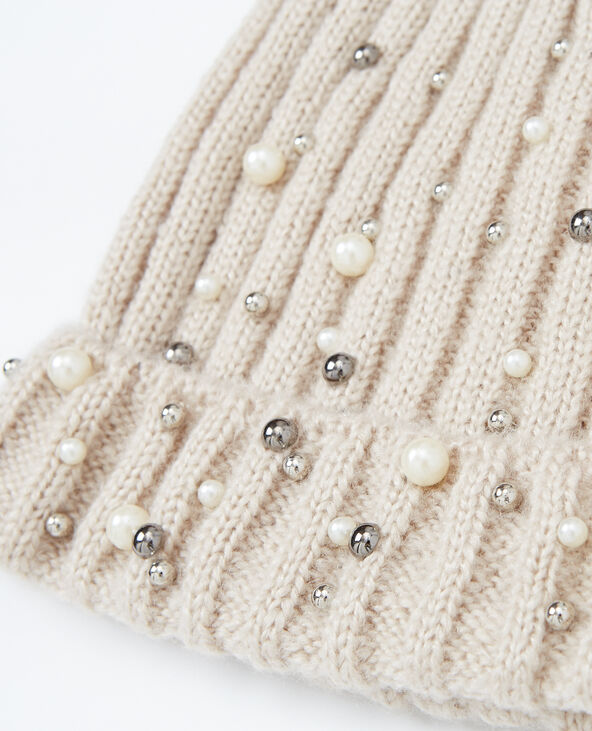 Bonnet à perles gris clair - Pimkie