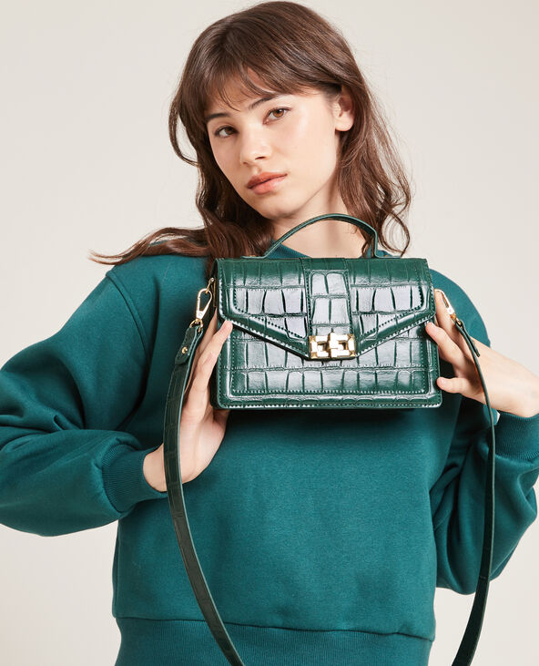 Sac boxy effet croco vert foncé - Pimkie