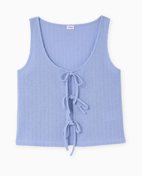 Débardeur en maille fantaisie avec nouettes bleu clair - Pimkie