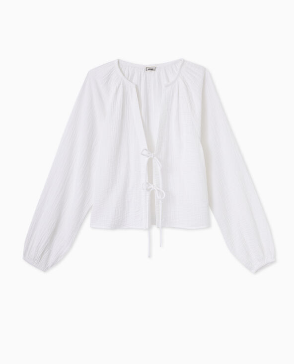Blouse en gaze de coton avec lien a nouer
