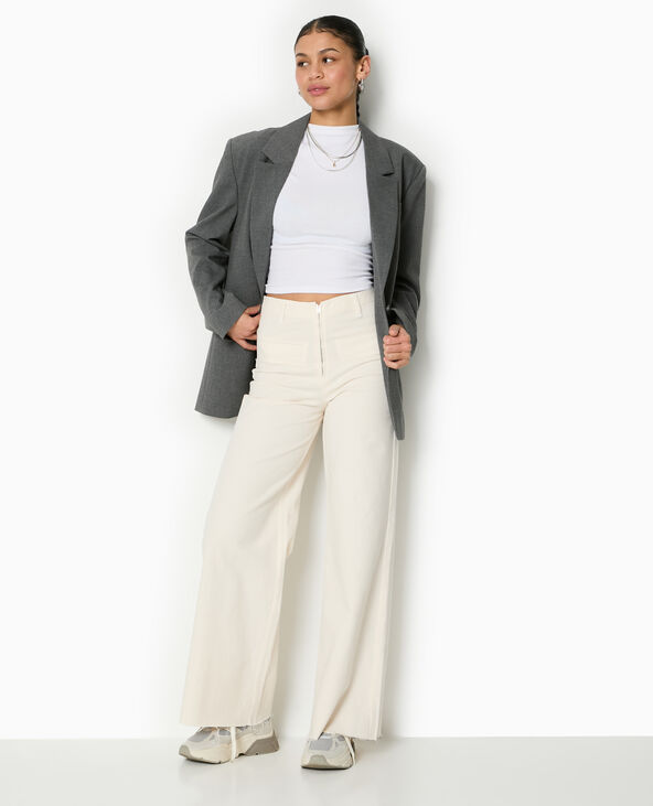 Jean droit taille haute fausses poches devant blanc - Pimkie