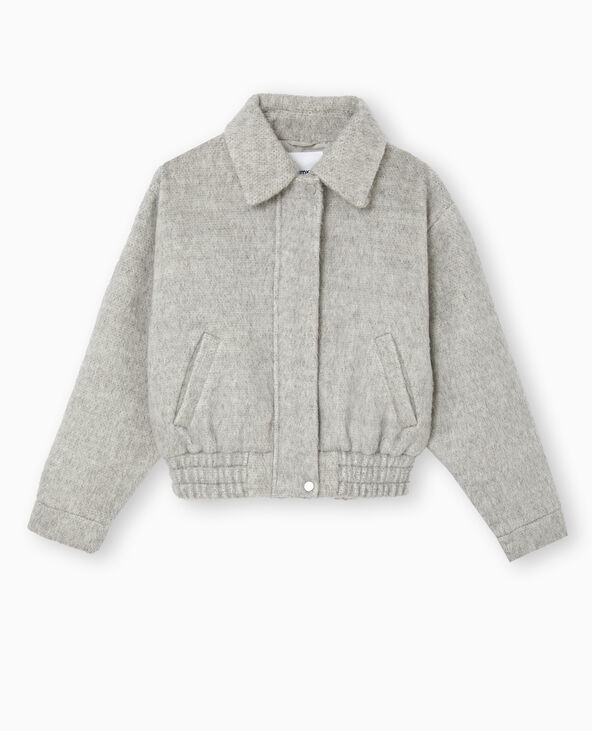 Blouson en drap de laine avec col blanc - Pimkie