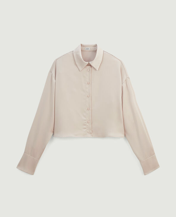 Chemise courte en tissu satiné blanc - Pimkie