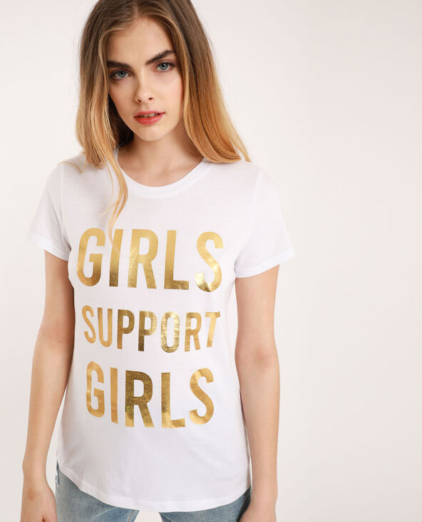 T-shirt Girls support girls blanc - Pimkie
