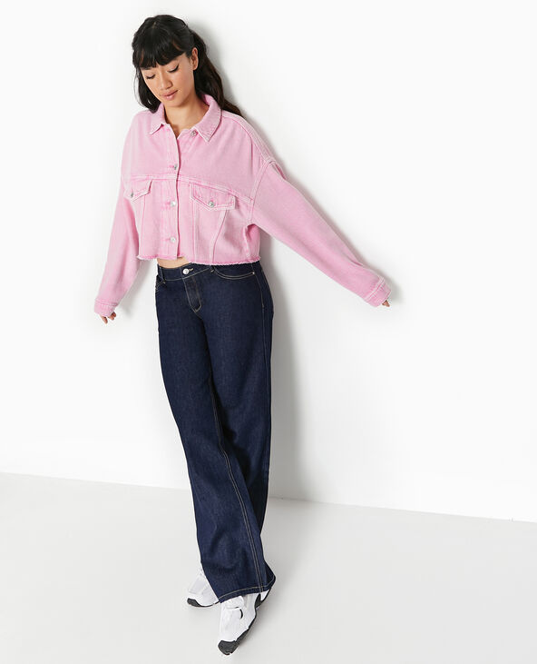 Veste en jean coupée cropped rose - Pimkie