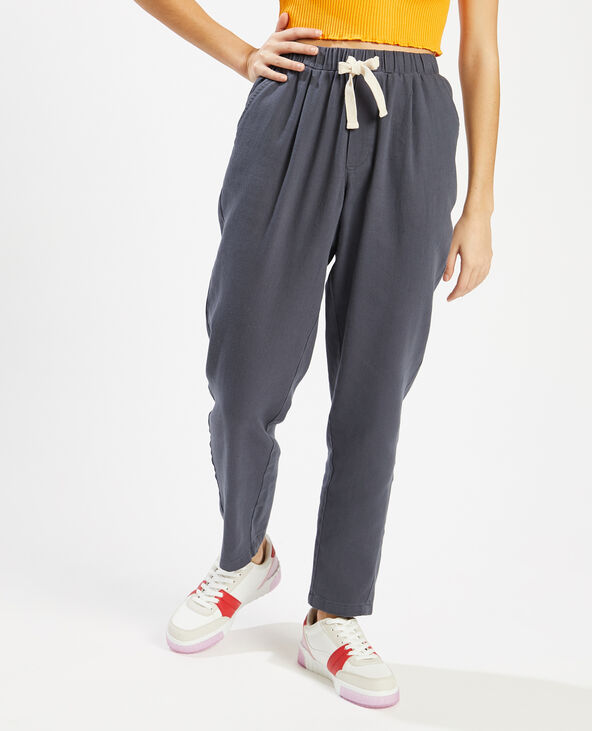 Pantalon taille élastiquée gris foncé - Pimkie