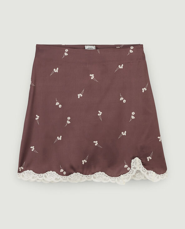 Jupe courte satinée marron - Pimkie