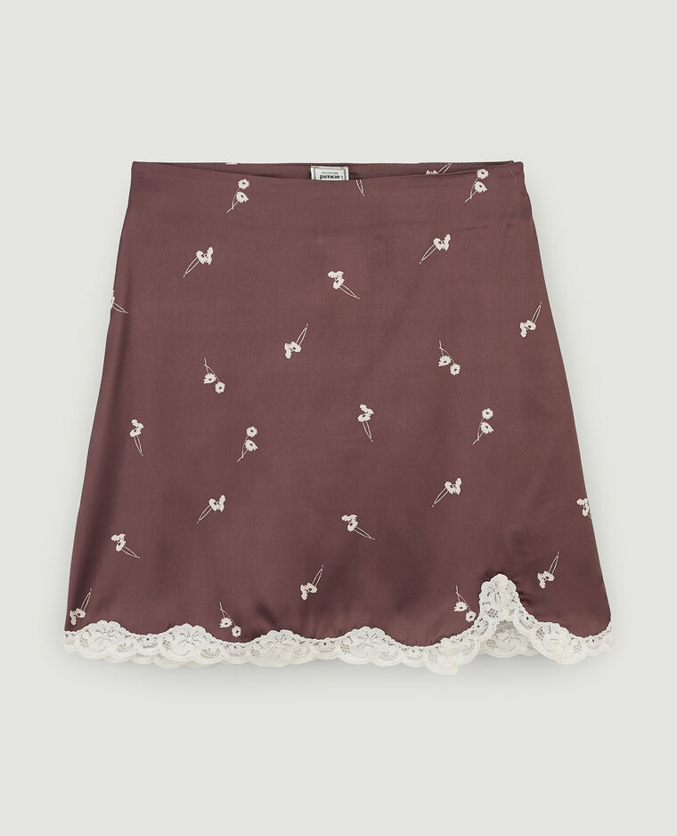Jupe courte satinée marron - Pimkie
