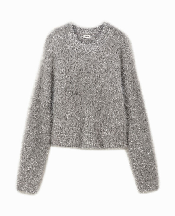 Pull court en maille poilue et lurex argenté - Pimkie