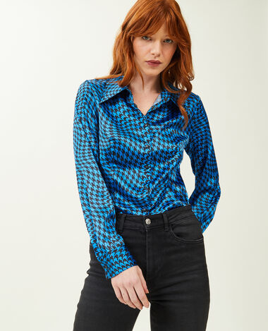 Chemise en satin bleu électrique - Pimkie