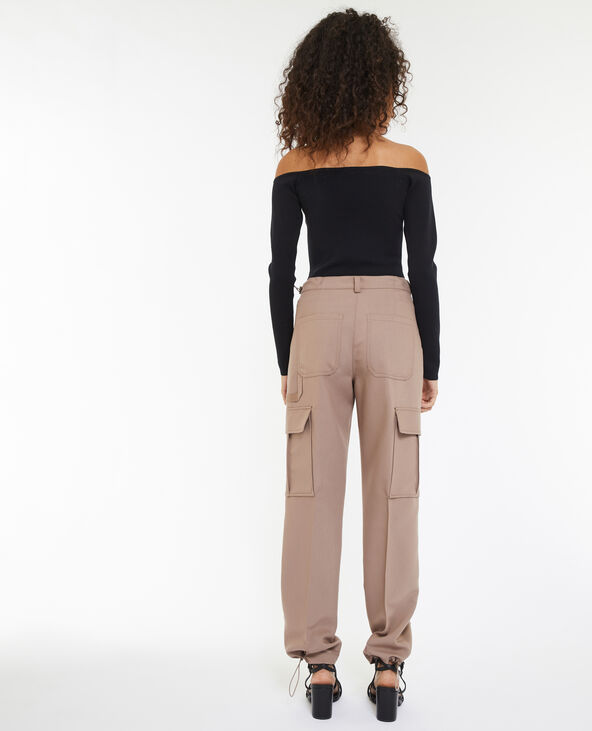 Pantalon cargo avec élastiques coulissés taupe - Pimkie