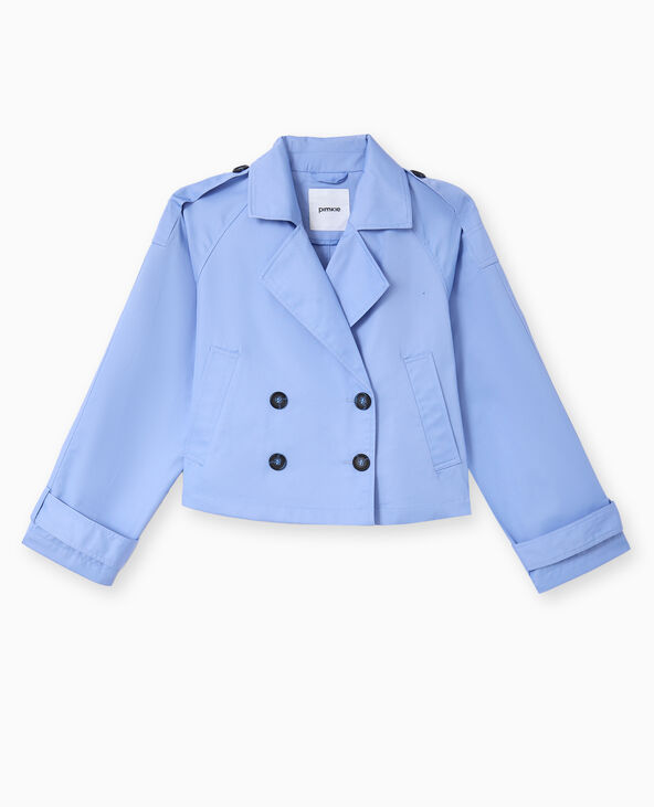 Trench court en toile bleu - Pimkie