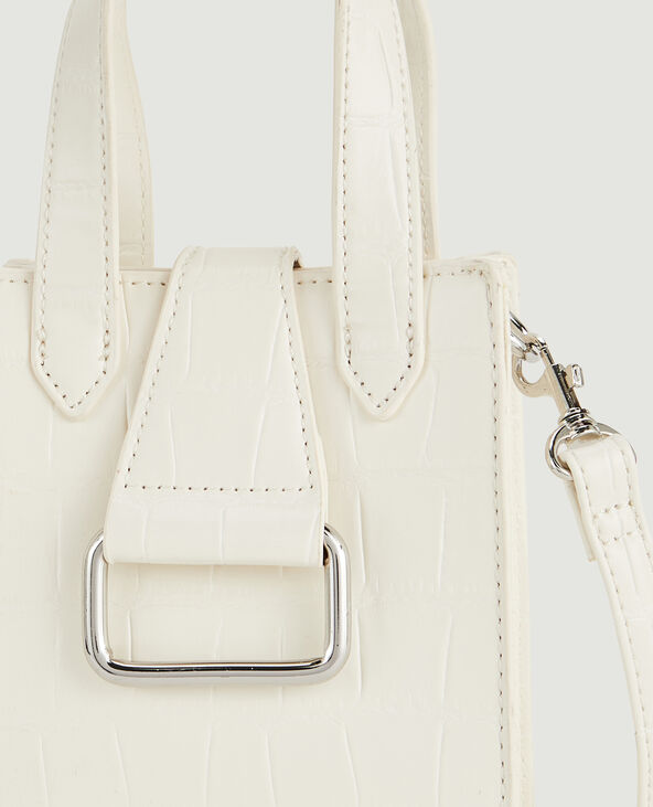 Mini sac avec poignées en simili effet croco écru - Pimkie