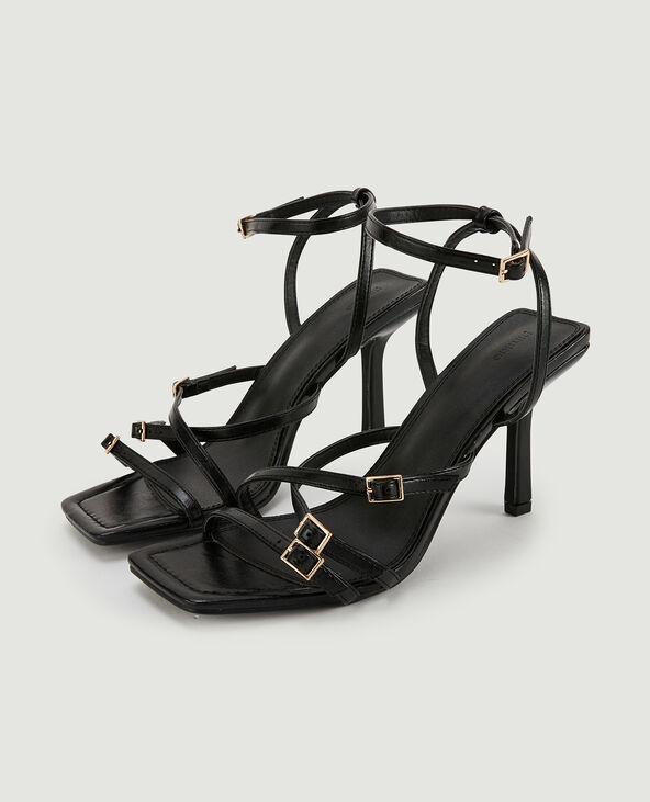 Sandales à bride bout carré noir - Pimkie