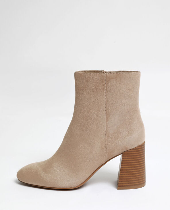 Bottines en microfibre beige - Pimkie