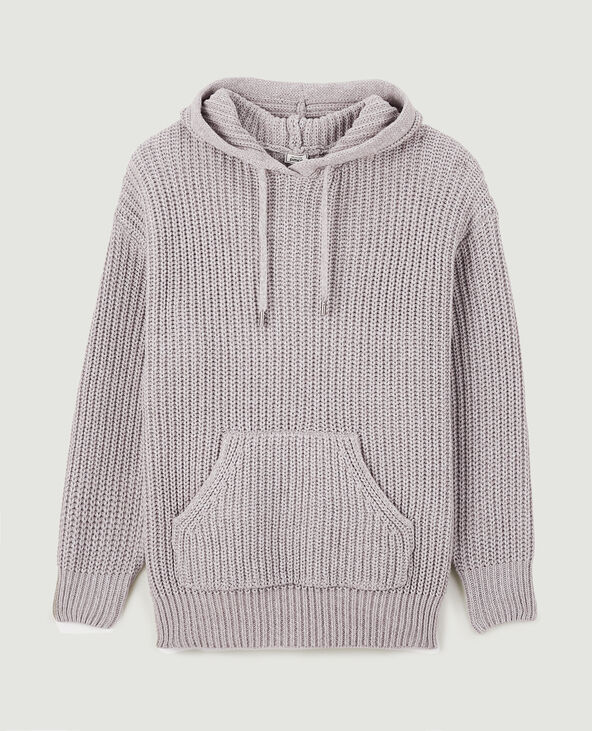 Pull capuche en grosse maille taupe - Pimkie