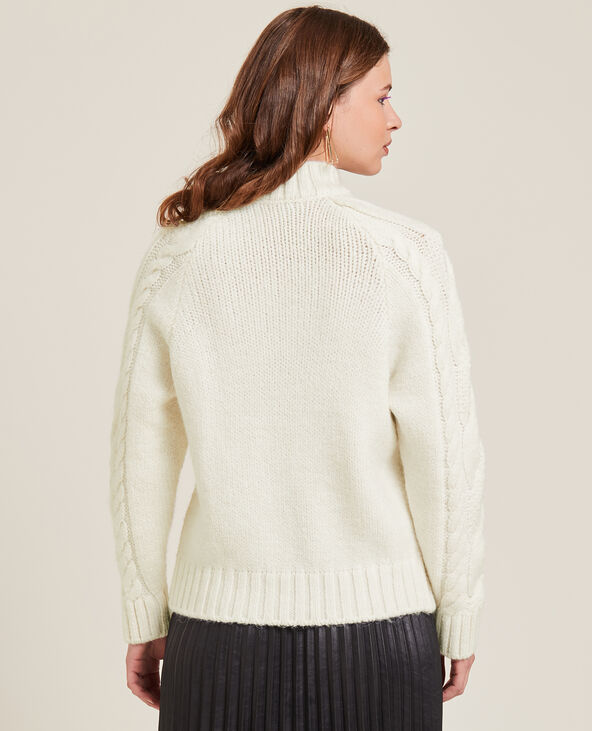 Pull col montant maille torsadée écru - Pimkie