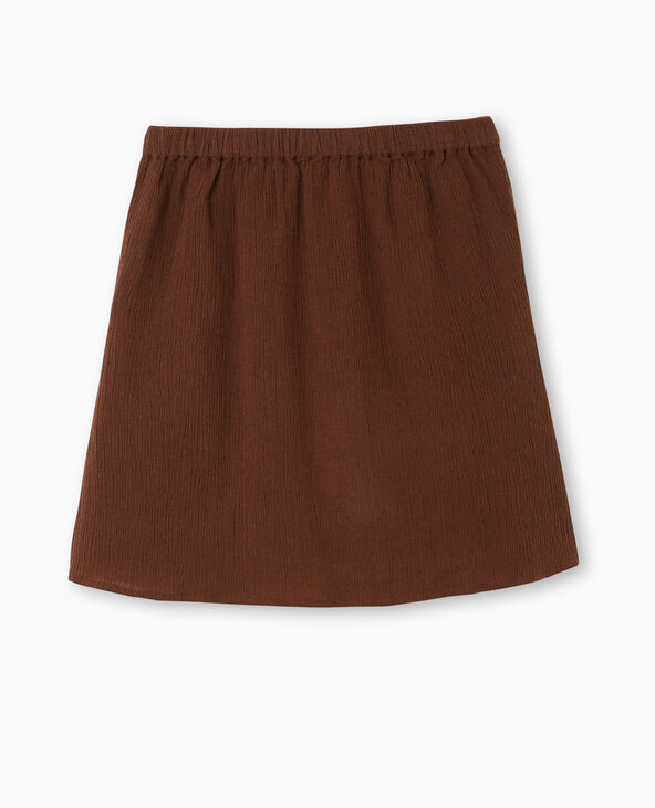 Jupe courte en tissu effet froissé marron - Pimkie