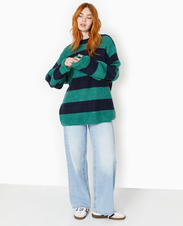 Pull oversize en maille rayée bleu marine - Pimkie