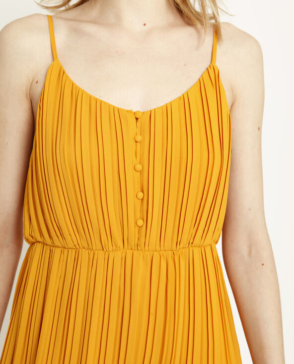 Robe longue plissée jaune ocre - Pimkie