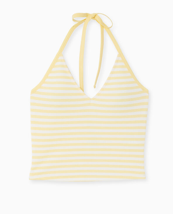 Top dos-nu court rayé jaune - Pimkie