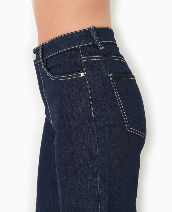Jean wide taille haute avec bas coupés bleu - Pimkie
