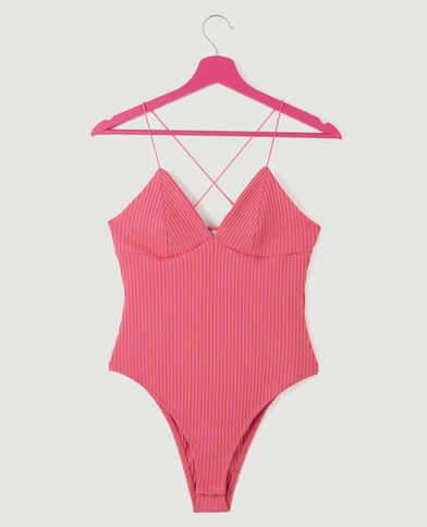 Body maille côtelée fines bretelles rose - Pimkie