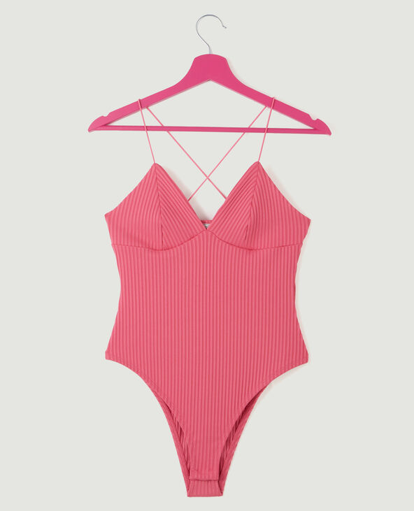 Body maille côtelée fines bretelles rose - Pimkie