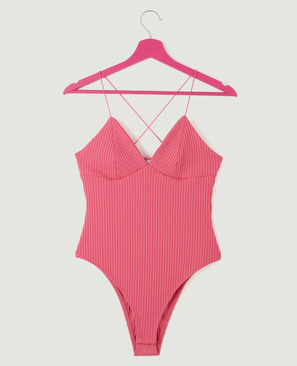 Body maille côtelée fines bretelles rose - Pimkie