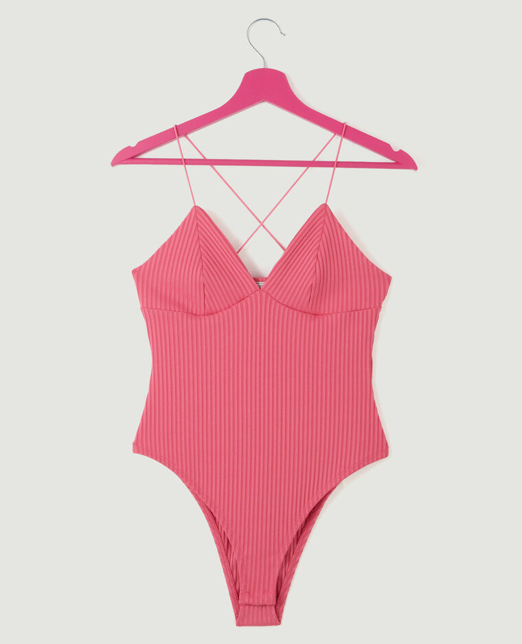 Body maille côtelée fines bretelles rose - Pimkie
