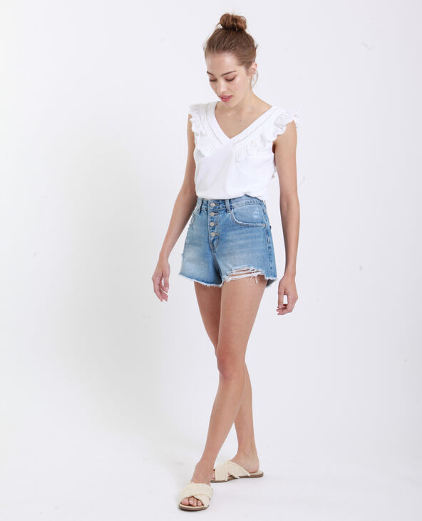 Top dentelle anglaise blanc - Pimkie