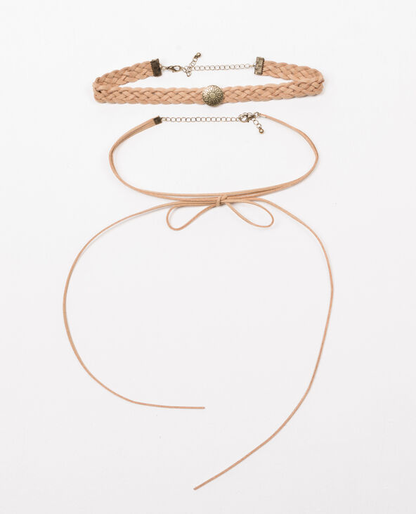 Lot de 2 colliers choker taupe - Pimkie
