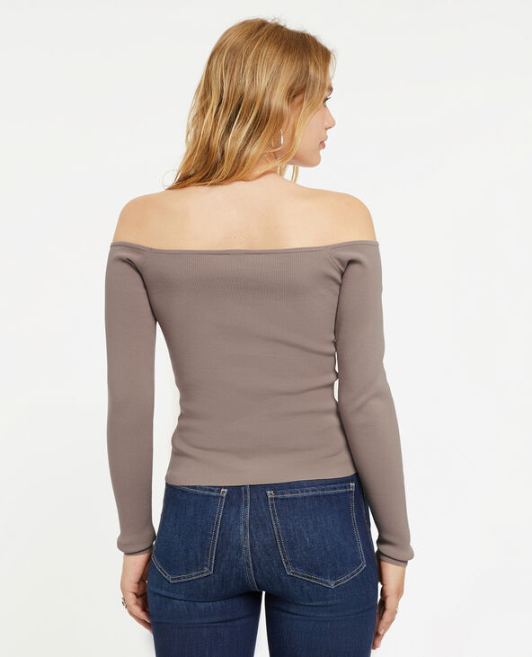 Pull encolure Bardot gris clair - Pimkie