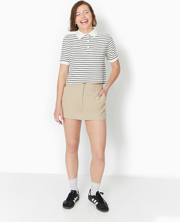 Polo court rayé blanc - Pimkie