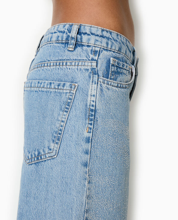 Jean droit avec clous effet strass bleu - Pimkie