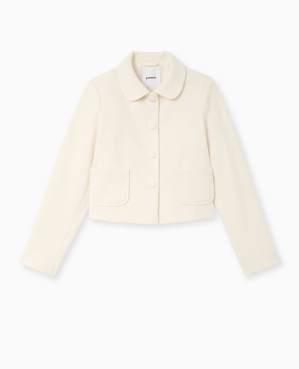 Veste courte col rond effet drap de laine écru - Pimkie