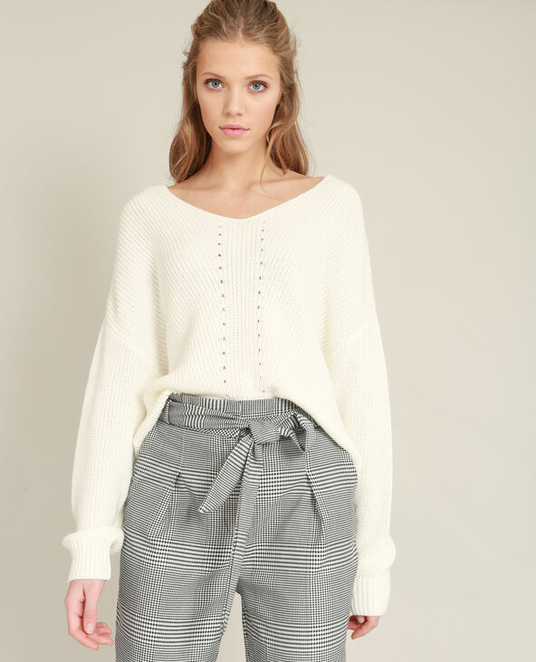 Pull à col V écru - Pimkie