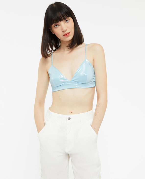Brassière maille brillante bleu clair - Pimkie