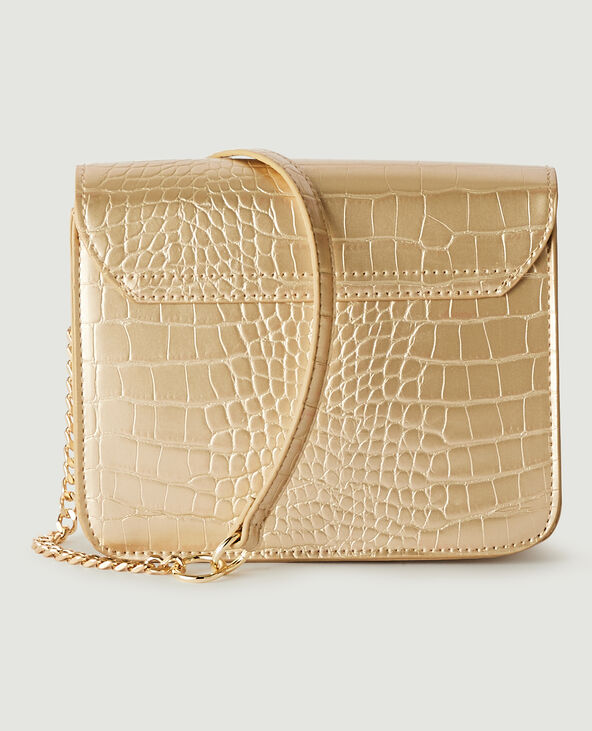 Sac boxy effet croco doré - Pimkie