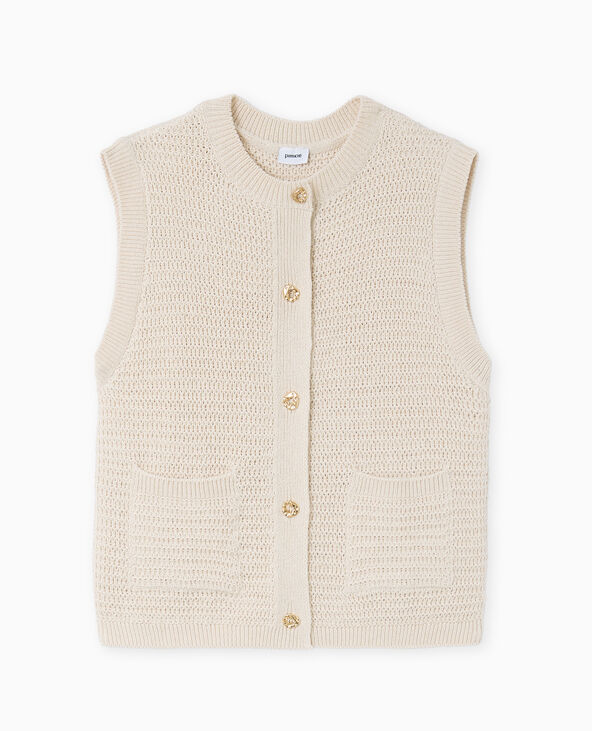 Gilet sans manches boutons métal blanc - Pimkie