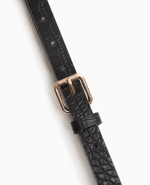 Ceinture fine effet croco noir - Pimkie