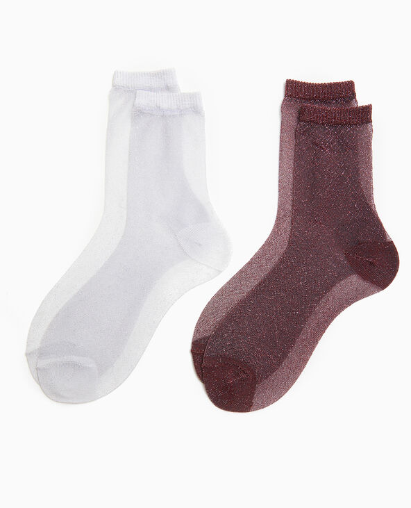 Lot de 2 paires de chaussettes transparentes lurex argenté - Pimkie