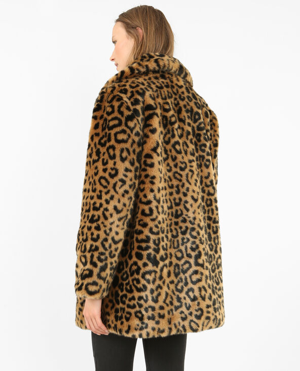 Manteau léopard fausse fourrure beige - Pimkie